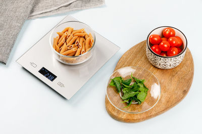 High angle view of food on table