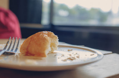 Close-up of breakfast served on table