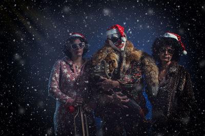 Young man and woman in winter