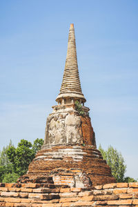 Low angle view of temple building against sky