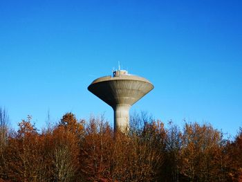 Low angle view of water tower against clear sky
