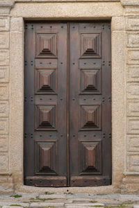 Closed door of old building