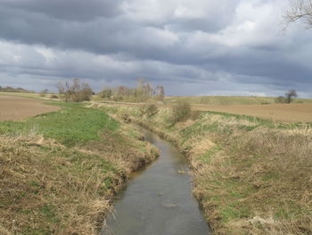 Scenic view of land against sky