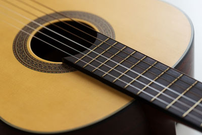 High angle view of guitar