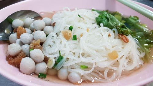 High angle view of food in plate