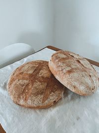 High angle view of breakfast on table