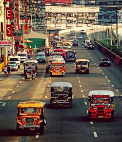 Traffic on road in city