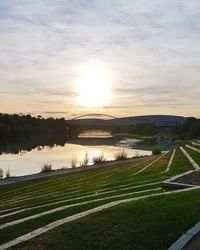 Scenic view of landscape against sky during sunset