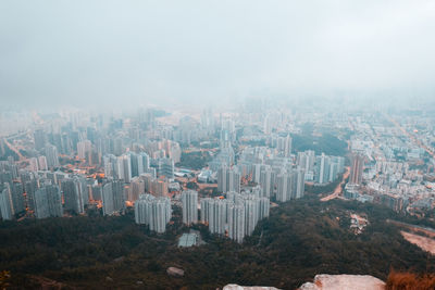 Hong kong city seen from lion rock peak