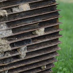 Close-up of stack of firewood