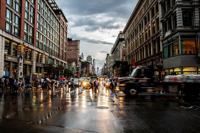 Wet city street during rainy season