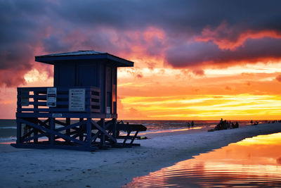 Scenic view of beach against sky during sunset