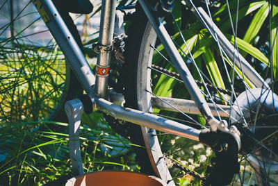 Close-up of bicycle wheel