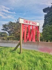 Information sign on grass