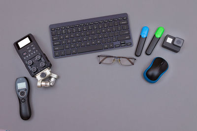 High angle view of computer keyboard on table