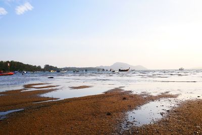 Scenic view of beach against clear sky