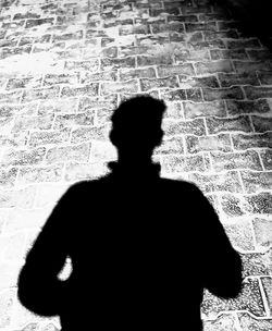 Rear view of silhouette man standing on street