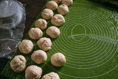 Pie dough balls on a rolling mat. high quality photo