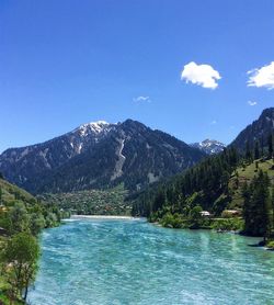 Scenic view of lake and mountains