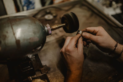 Midsection of person working