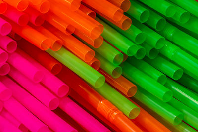 Full frame shot of multi colored straws
