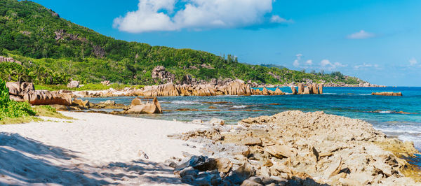 Scenic view of beach against sky