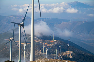 Wind mills on the top of mountain