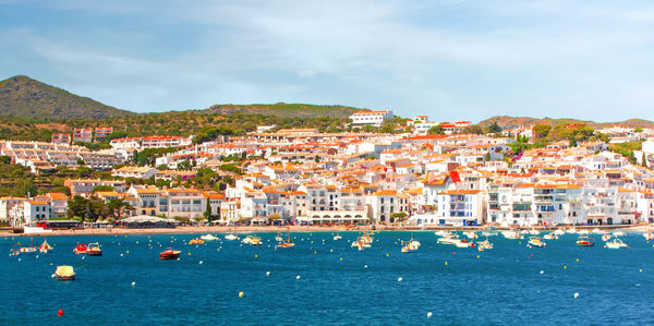 Cadaques on the costa brava. the famous tourist city of spain. nice view of the sea. city landscape.