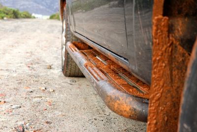 Close-up of rusty wheel