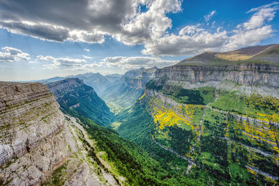 The beautiful ordesa valley in the spanish pyrenees