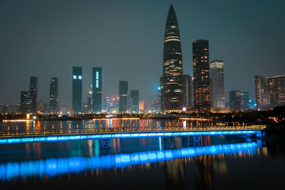 Night view of shenzhen bay park with bamboo building 