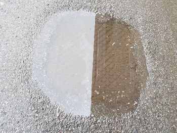 High angle view of wet road