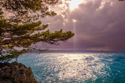 Scenic view of sea against sky at sunset