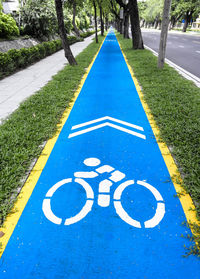 Bicycle lane direction on footpath