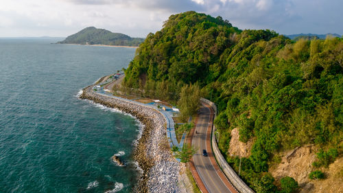 High angle view of bridge over river