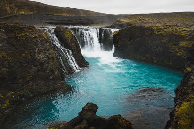 Scenic view of waterfall