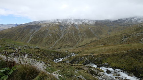 Scenic view of mountains against sky