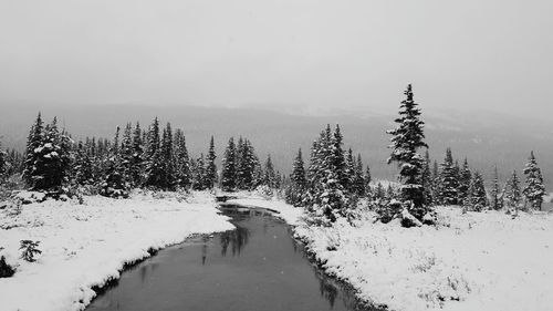 Scenic view of lake against clear sky