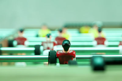 Close-up of foosball table