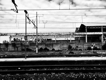 Railroad track against sky