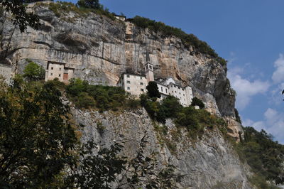 Low angle view of rock formations