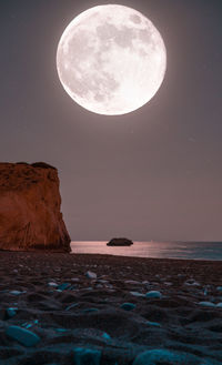 Scenic view of sea against sky at night