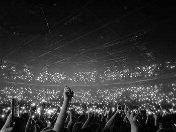 Crowd at music festival at concert hall