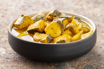 Close-up of food in bowl on table