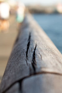 Close-up of railing against pier