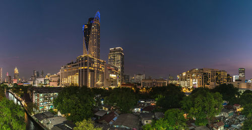 View of illuminated cityscape