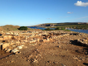 Scenic view of landscape against clear blue sky