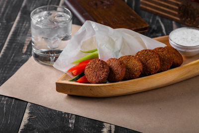 High angle view of food on table