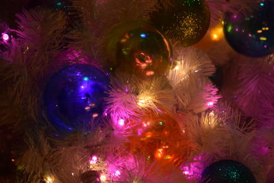 Illuminated christmas tree at night