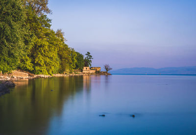 Scenic view of lake against sky